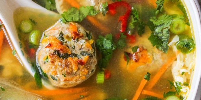 Thai Meatball and Egg Drop Soup