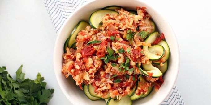 Crockpot Cauliflower Bolognese with Zoodles