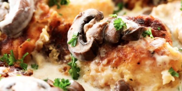 Pan-Fried Creamy Mushroom Chicken