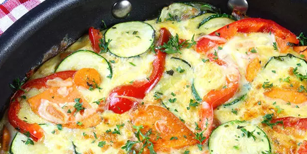 Zucchini, Red Pepper, and Sweet Potato Frittata