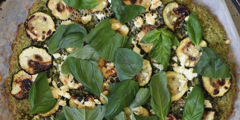 Grain-Free Green Vegetable Pesto Pizza