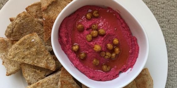 Roasted Beet Hummus with Sumac & Crispy Chickpeas