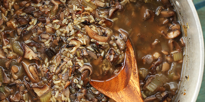 Wild mushroom and Brown Rice Soup