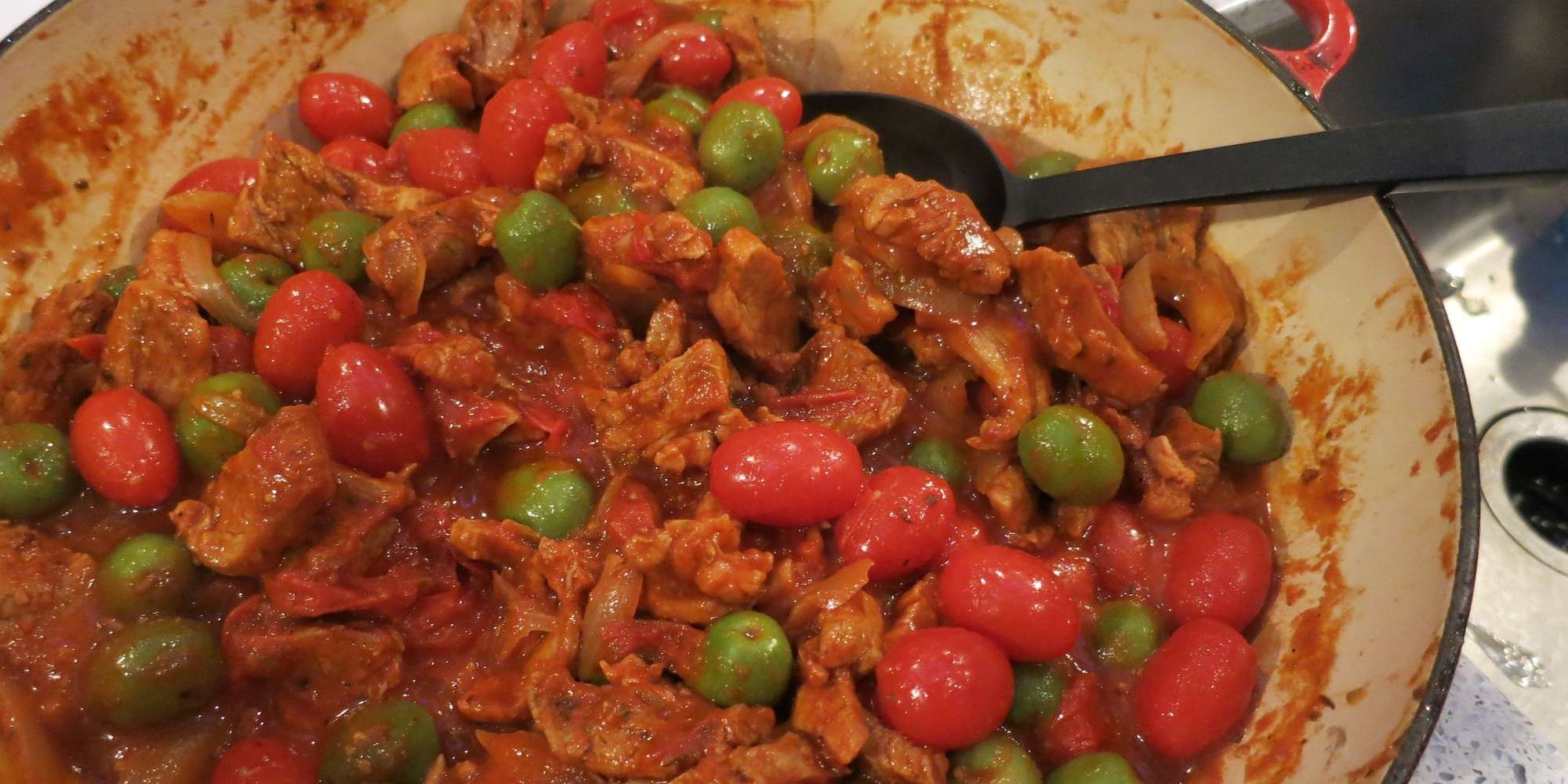 Pork Tenderloin, Tomatoes, Olives & Oregano  