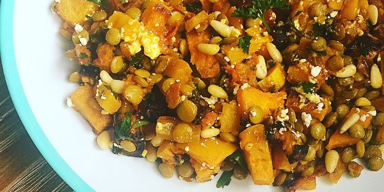 Spiced Green Lentils with Roasted Butternut Squash