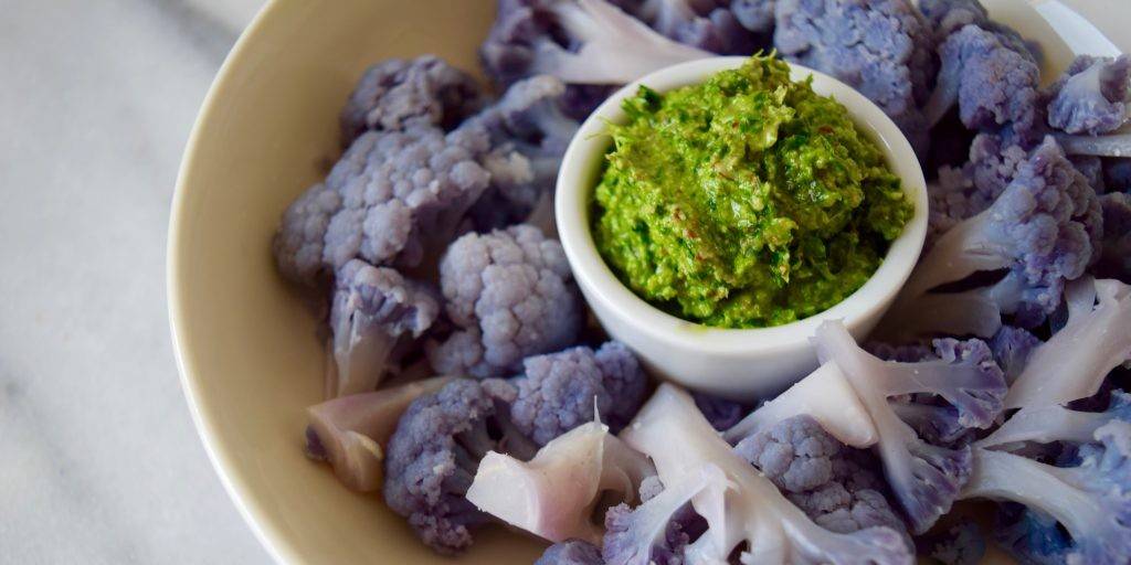 Purple Cauliflower with Parsley Pesto 