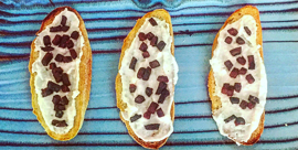 White Bean Crostini Toast with Roasted Beet Bits