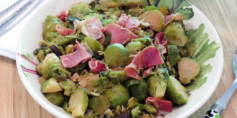 Brussels Sprouts with Melted Leeks & Prosciutto