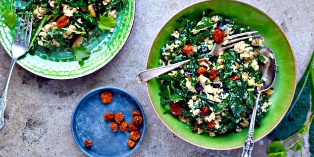 Goldenberry Kale Salad with Tahini Dressing