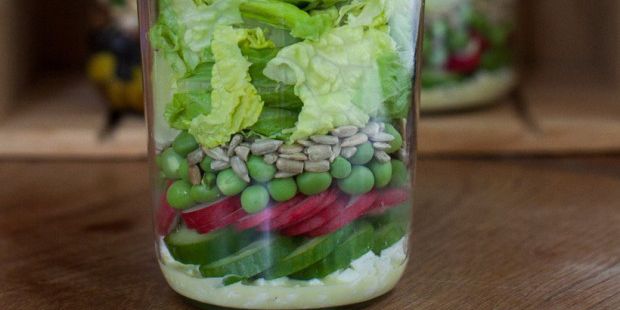 Pea and Romaine Salad with Buttermilk Dressing