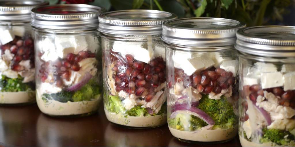 Mason Jar Broccoli Pomegranate Salad 