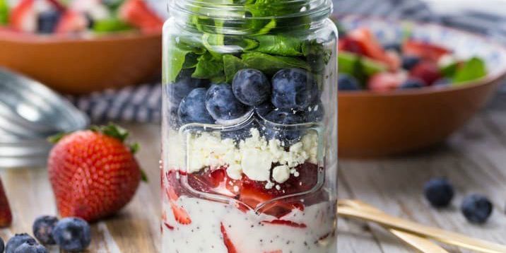 Red White and Blue Mason Jar Salad 