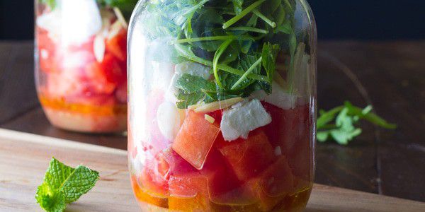 Arugula and Watermelon Salad in a Jar