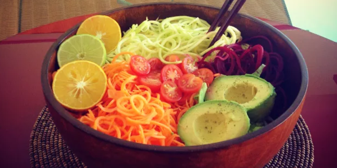 Citrus Avocado and Beet Zoodles Salad