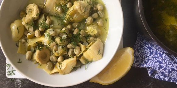 Stewed Artichokes with Fava Beans