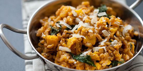 Farro Risotto with Acorn Squash and Kale