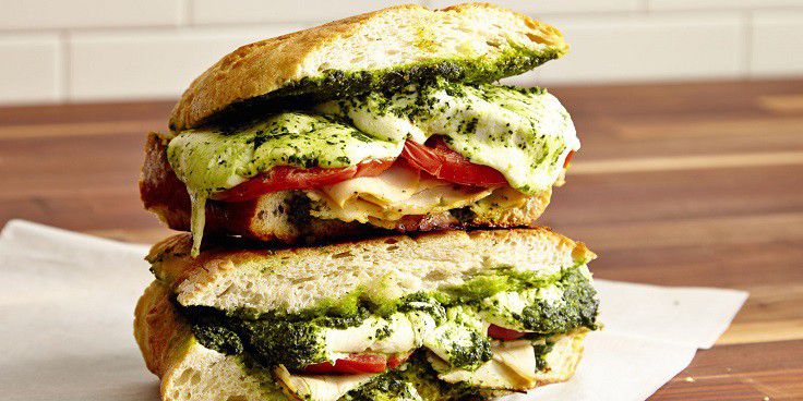 Mozzarella Pesto Panini with Basil