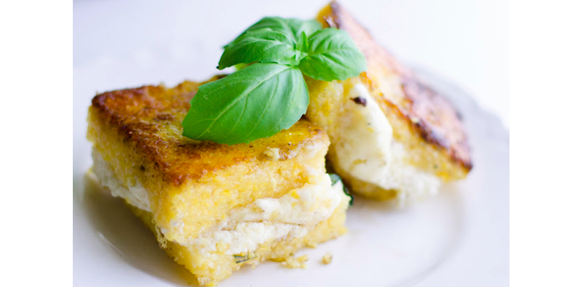 Vegan Grilled Cheese and Basil Polenta Sandwiches 