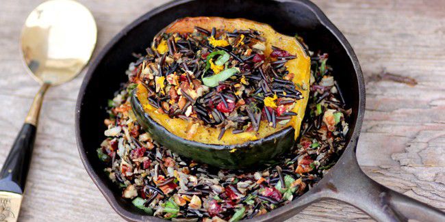 Roasted Acorn Squash & Wild Rice (Crockpot)