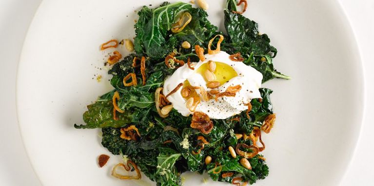 Poached Eggs with Sautéed Greens