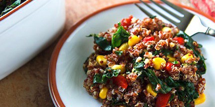 Red Quinoa Pilaf with Kale & Corn