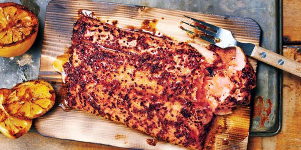 Cedar Planked Salmon w/ Maple Mustard Glaze