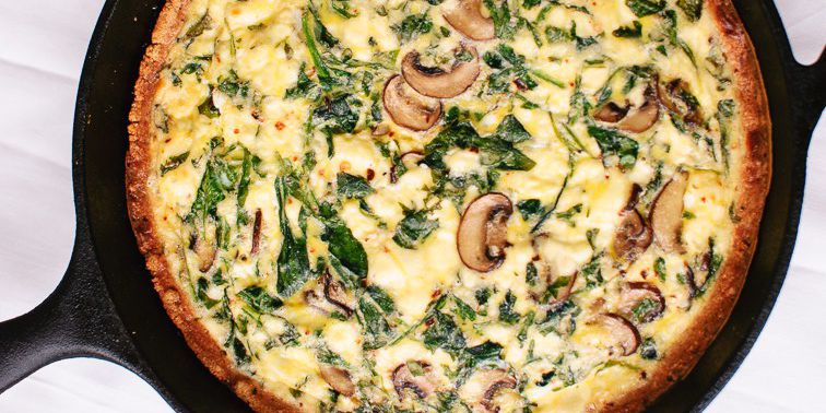 Sweet Potato Crusted Quiche with Mushroom & Greens