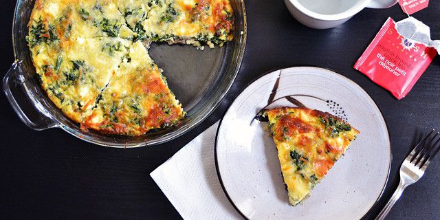 Spinach Mushroom & Feta Crustless Quiche