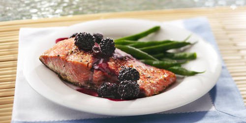 Grilled Salmon & Fresh Blackberries w/ Brain Rice