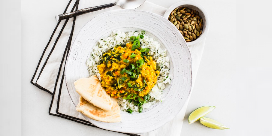 Golden Red Lentil Dal with Cilantro Basmati