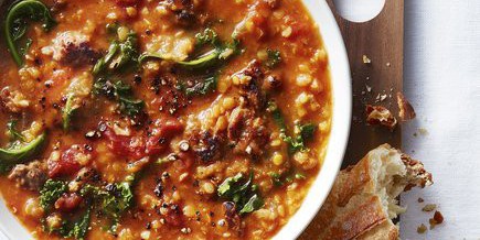 Pantry Lentil-Sausage-Kale Soup with Collagen