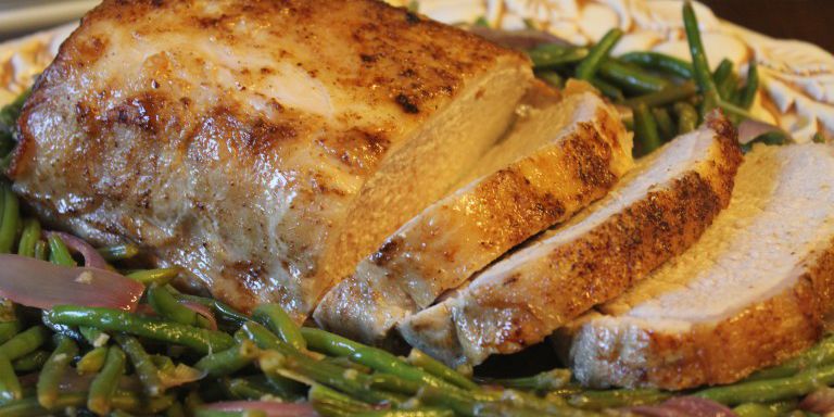 Low Carb Porkloin with Lemon Garlic Green Beans