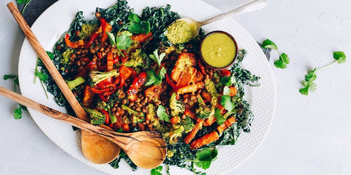 Curry Roasted Veggie & Lentil Salad