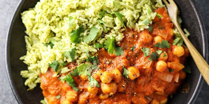 Vegan Chickpea Tikka Masala with Green Rice