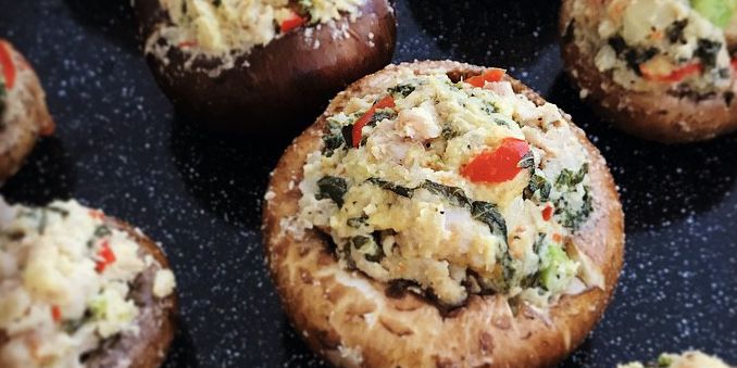 Crimini Mushrooms Stuffed with Kale and Sausage