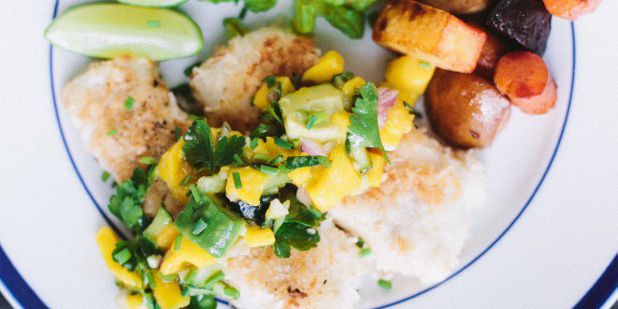 Coconut Crusted Cod with Mango Salsa