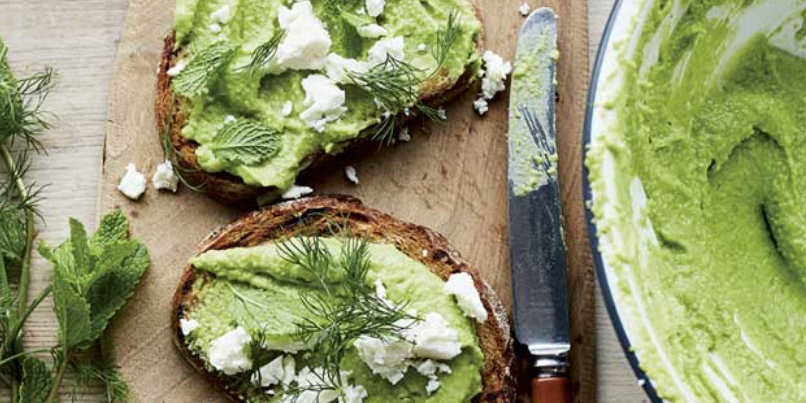 Sourdough Toast With Broad Bean Hummus & Feta