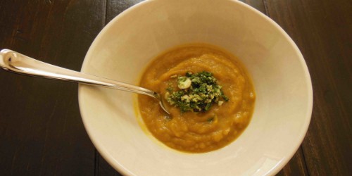 Kabocha Squash Soup With Cilantro Chutney