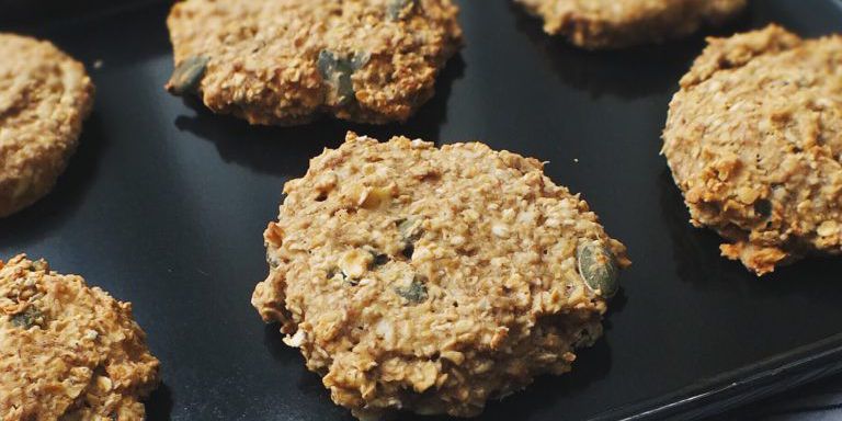 Nut butter and pumpkin seed oat cookies