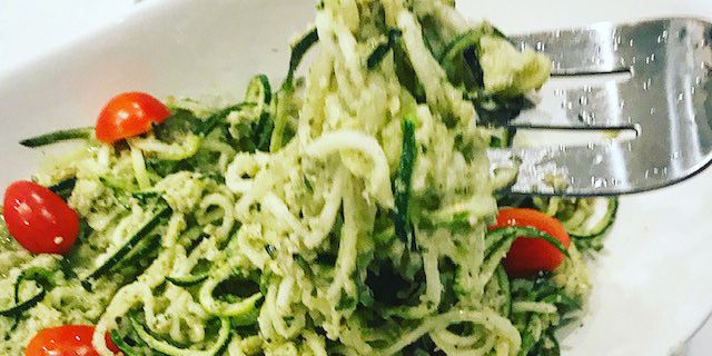 Zucchini Noodles with Basil-Pumpkin Seed Pesto