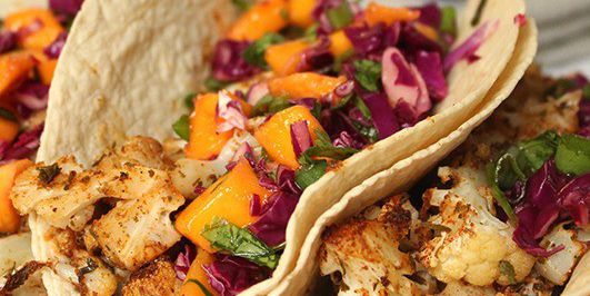 Vegan Jamaican Cauliflower Tacos with Mango Salsa