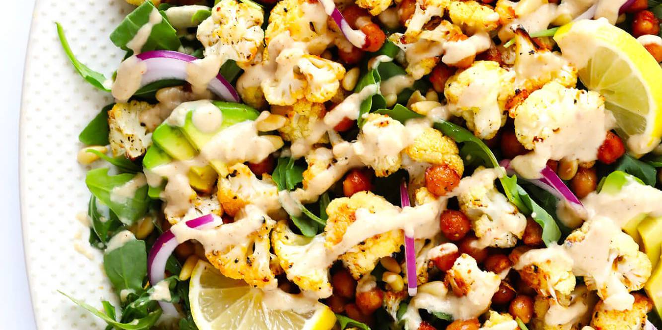 Roasted Cauliflower, Chickpea and Arugula Salad