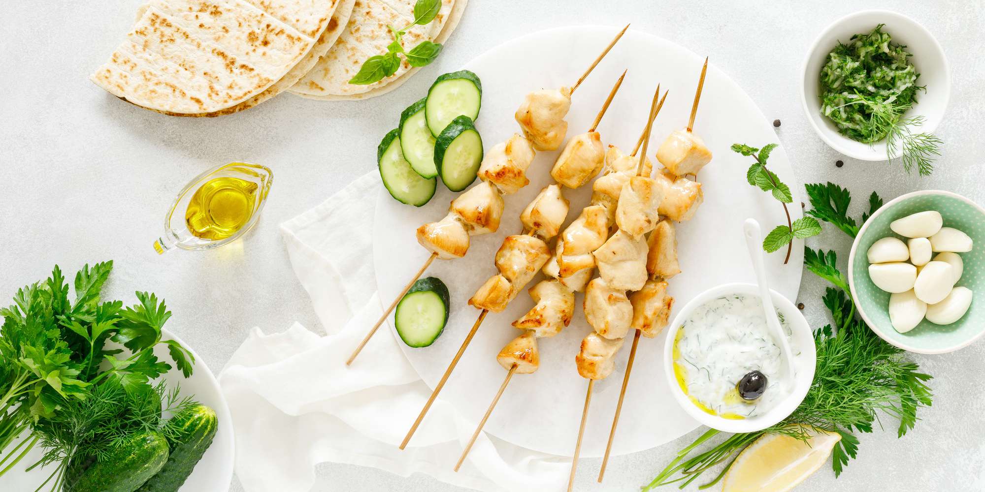 Chicken Souvlaki with Tzatziki Sauce