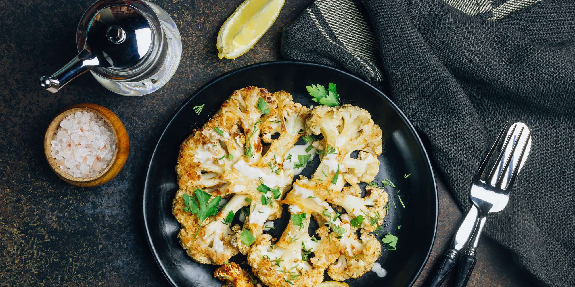 Cauliflower Steaks with Ginger, Turmeric & Cumin