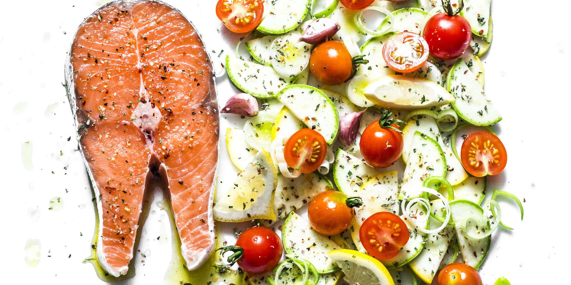 One Pan Lemon Herb Salmon & Zucchini