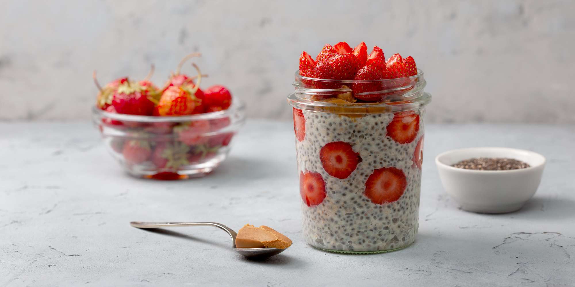 Overnight PB&J Oats with Strawberries