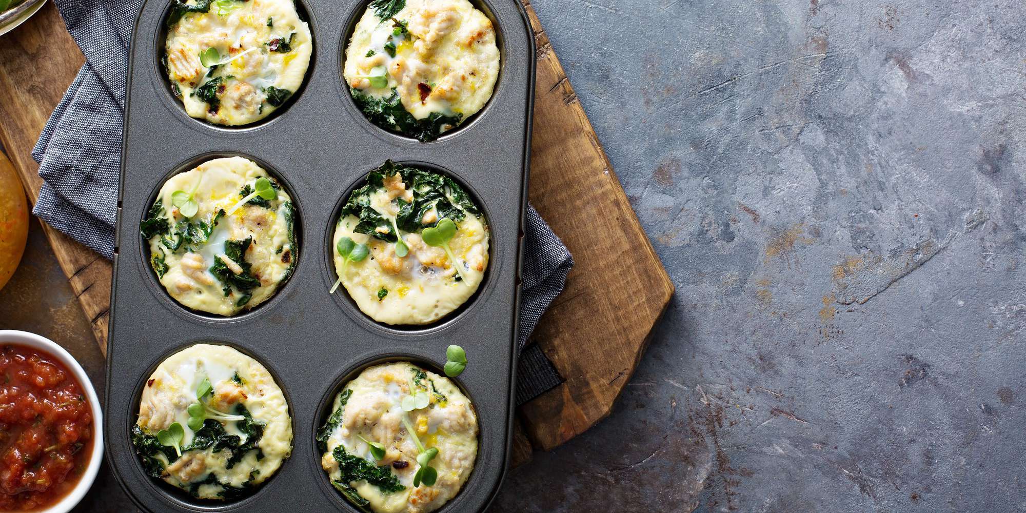 Muffin Tin Egg, Spinach and Mushrooms