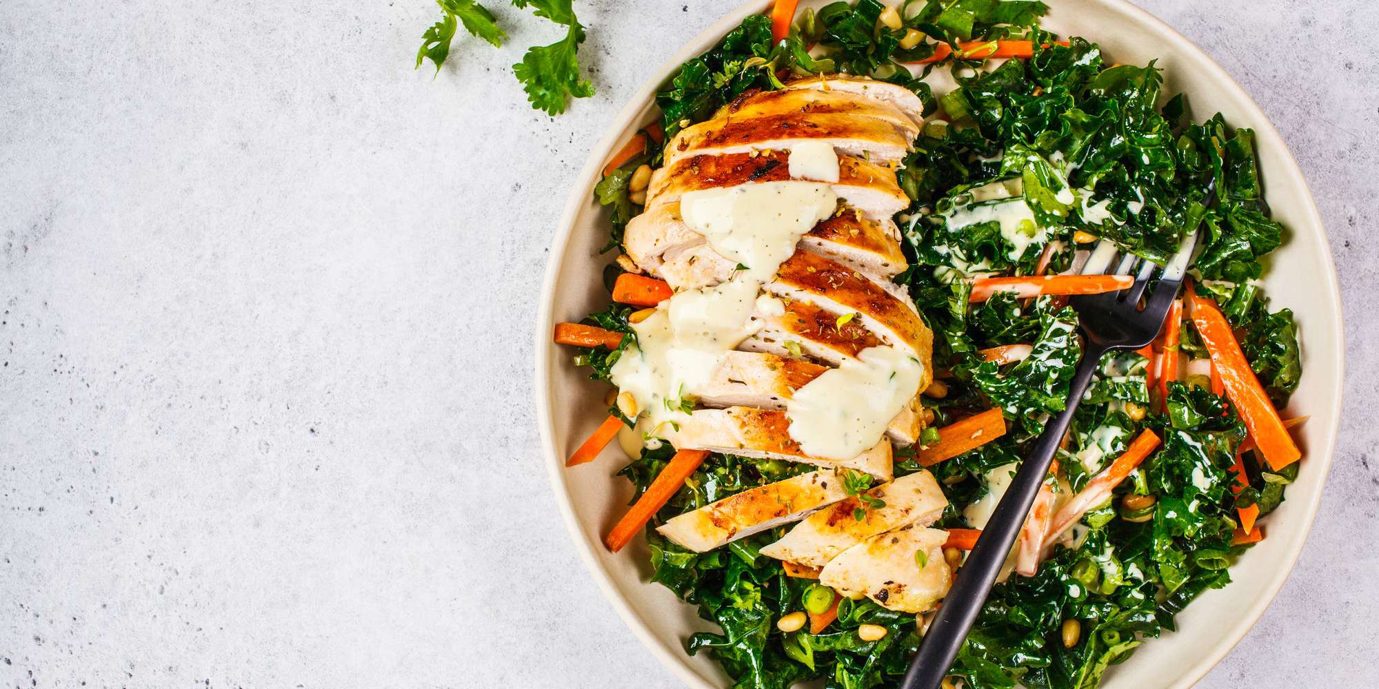 Chicken Kale Salad with Radish & Tomato