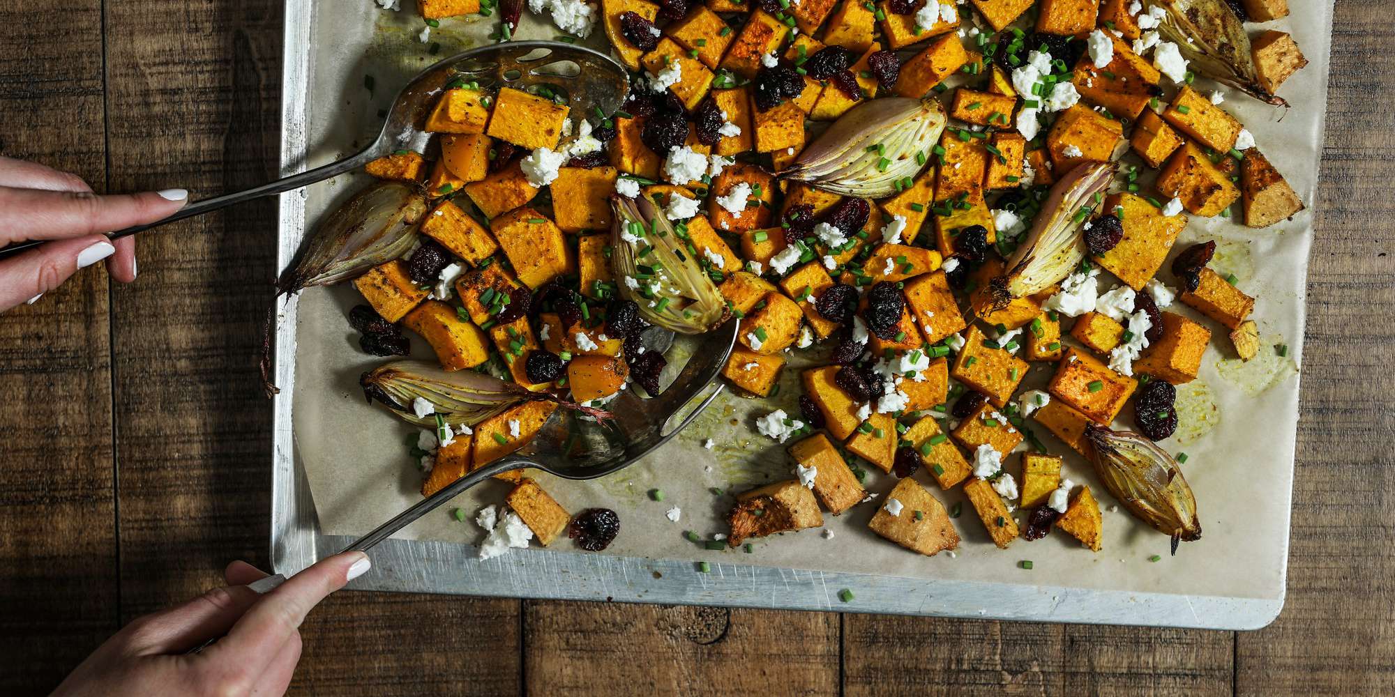 Butternut Squash with Kale & Almond Parmesan