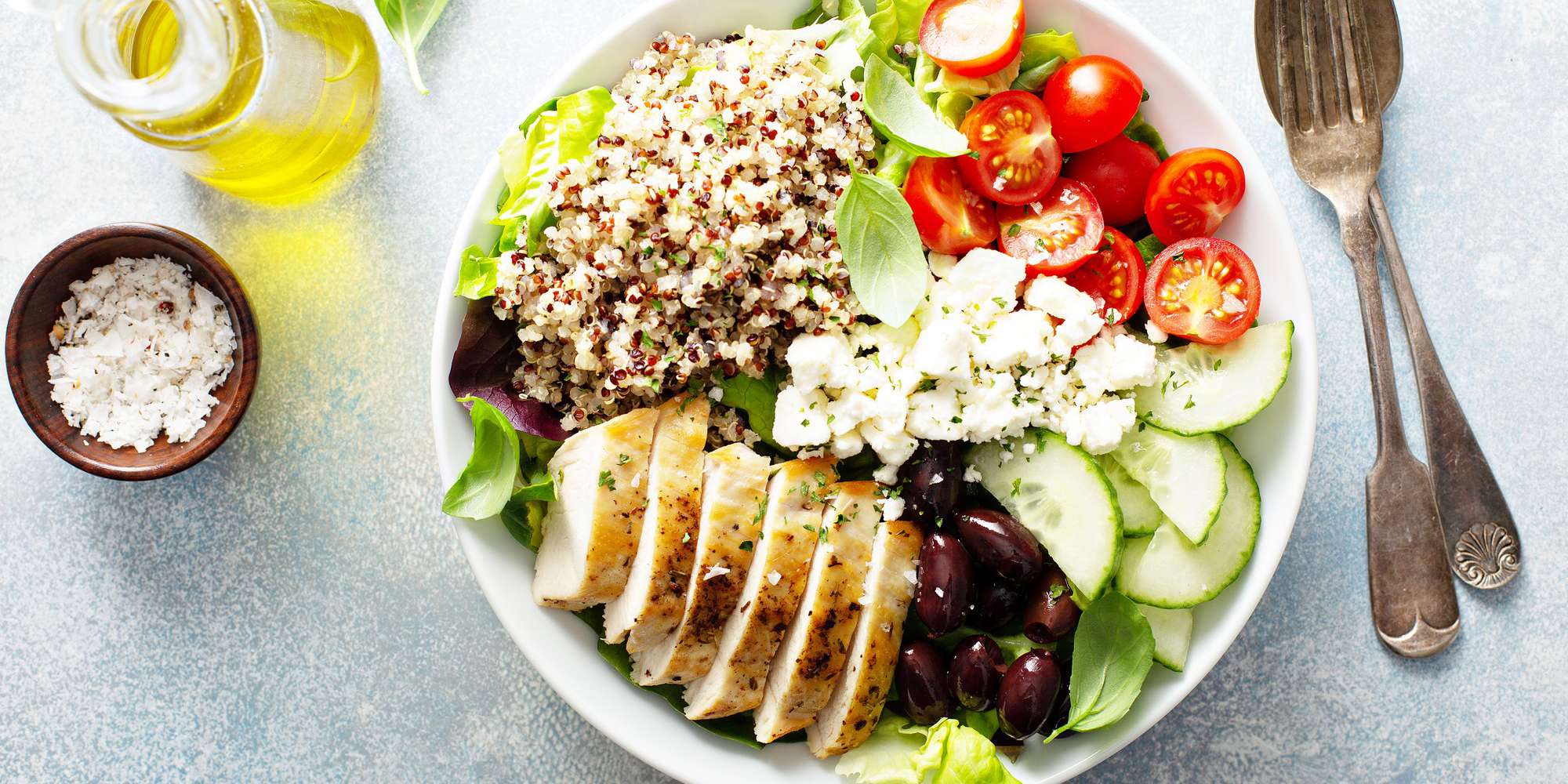 Greek Spinach Salad with Chicken or Kidney Beans